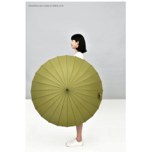 24 Ribs Pure Color Frame Customized Umbrella Print DuPont Paper Full Bambo Materials